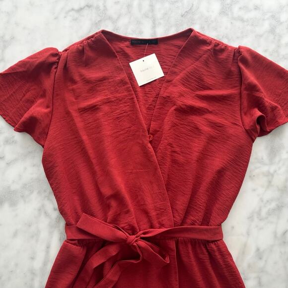 Fraiche by J High/Low Faux Wrap Front Maxi Dress Rust Red Size Large NEW - Picture 2 of 8